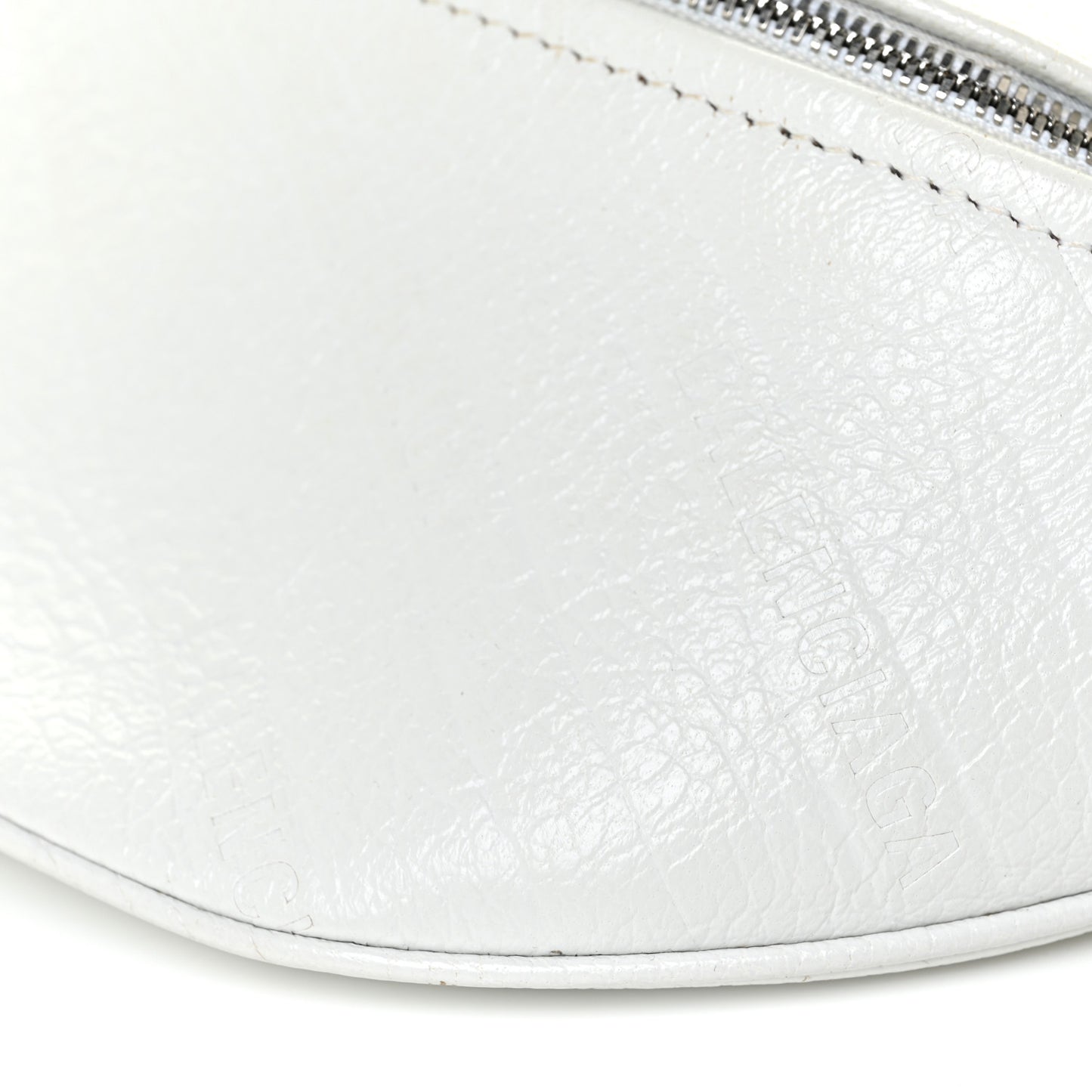 Shiny Goatskin Allover Logo Embossed XXS Souvenir Belt Bag White