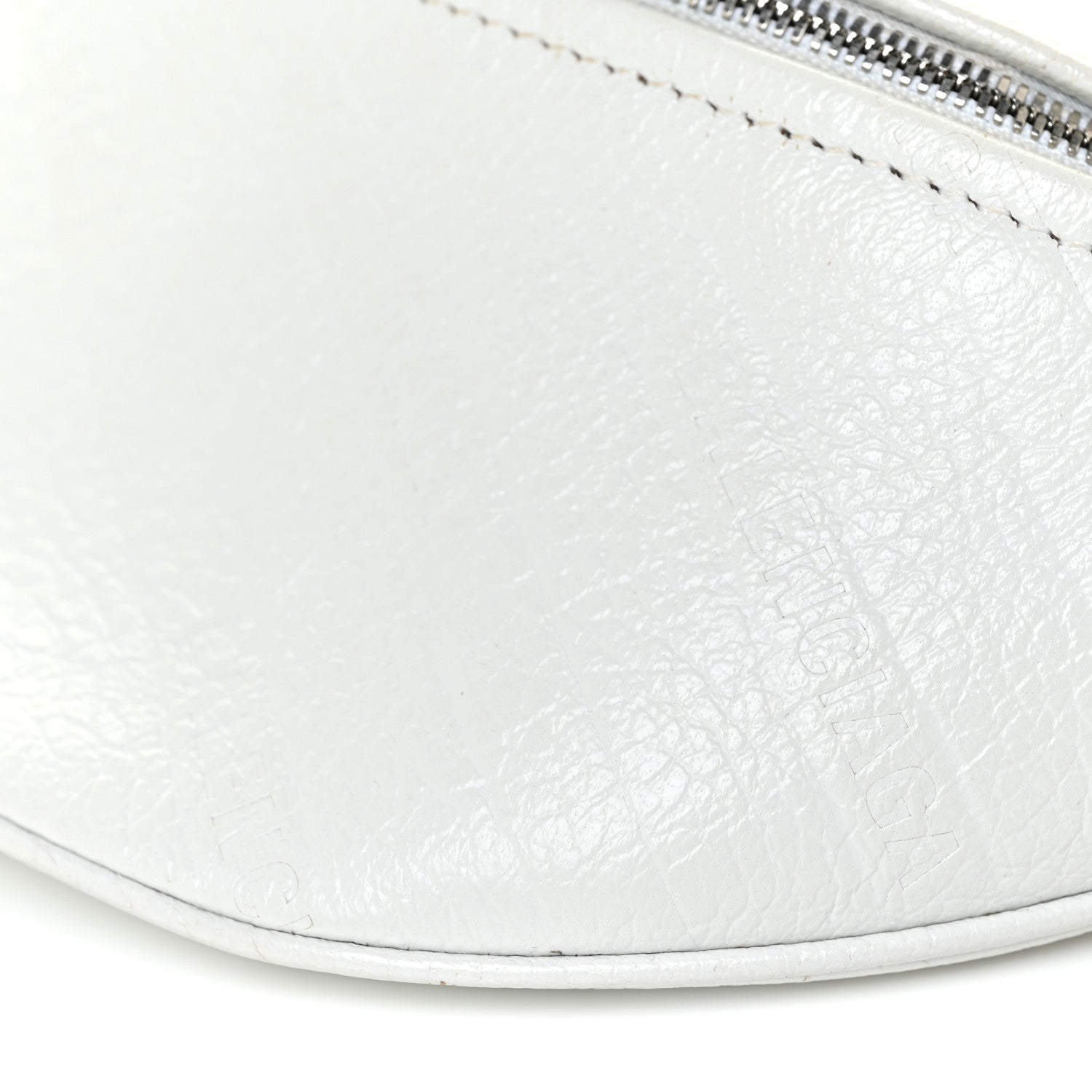 Balenciaga Shiny Goatskin Allover Logo Embossed XXS Souvenir Belt Bag White 9 of 9