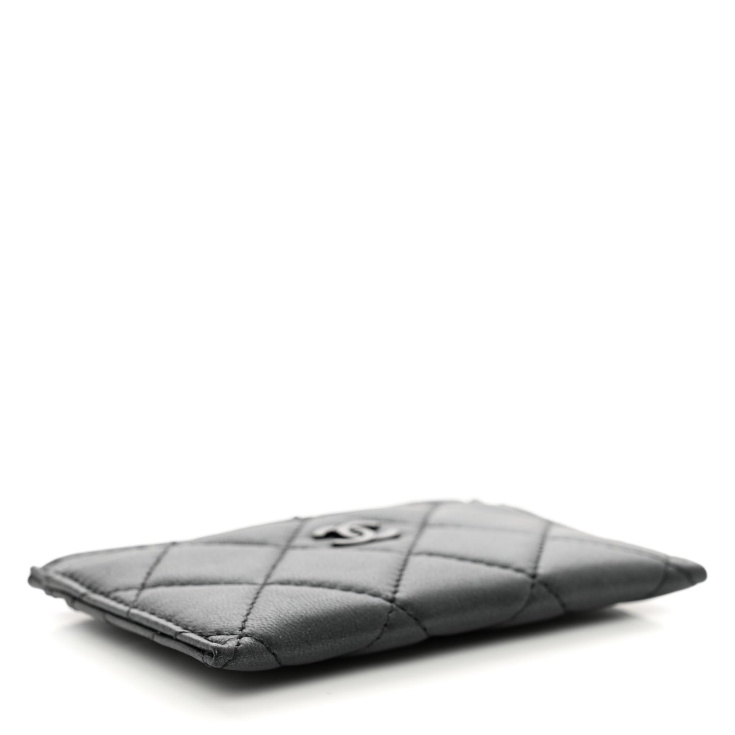 Pearly Lambskin Quilted Card Holder So Black