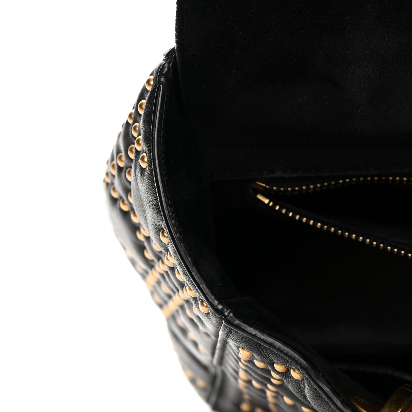 Calfskin Cannage Studded Medium Supple Lady Dior Black