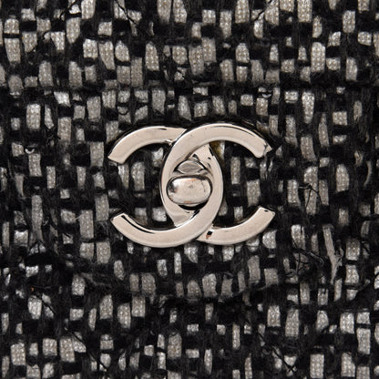 Chanel Sequin Tweed Jumbo Double Flap Black Grey 7 of 10