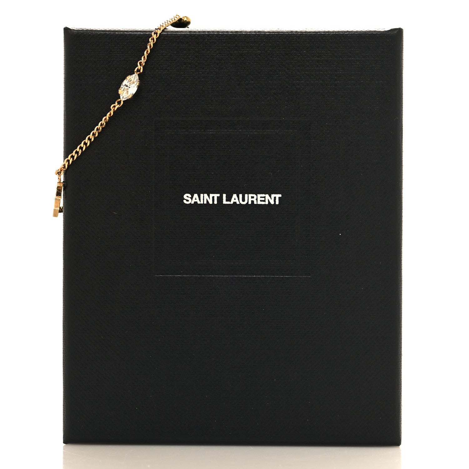 Saint Laurent Brass Crystal Cassandre Heart Charm Bracelet Gold 5 of 5