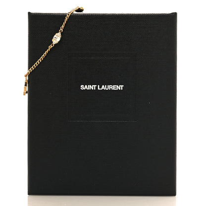 Saint Laurent Brass Crystal Cassandre Heart Charm Bracelet Gold 5 of 5