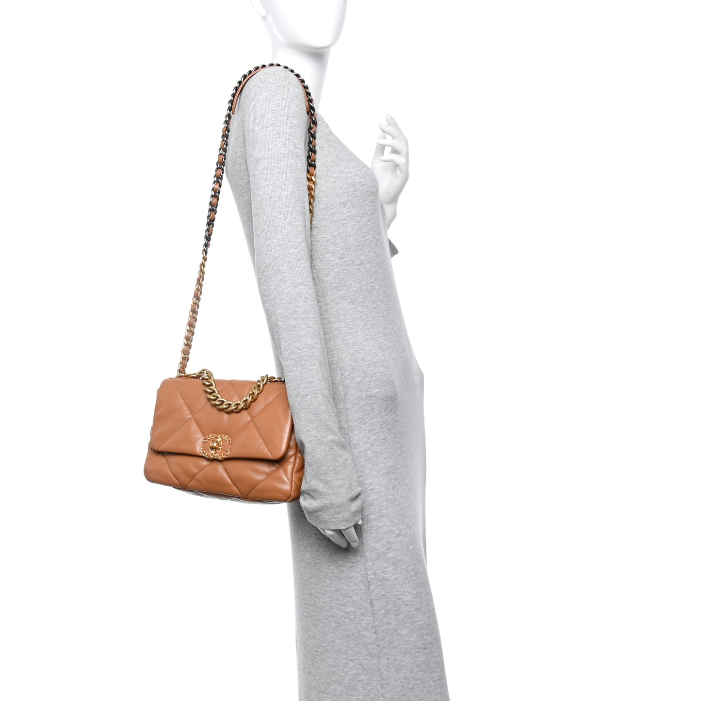 Lambskin Quilted Medium Chanel 19 Flap Brown