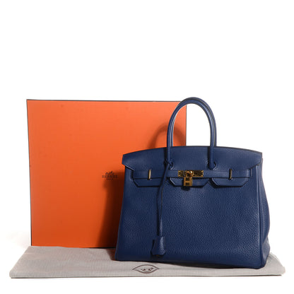Hermes Taurillon Clemence Birkin 35 Bleu de Prusse 10 of 23