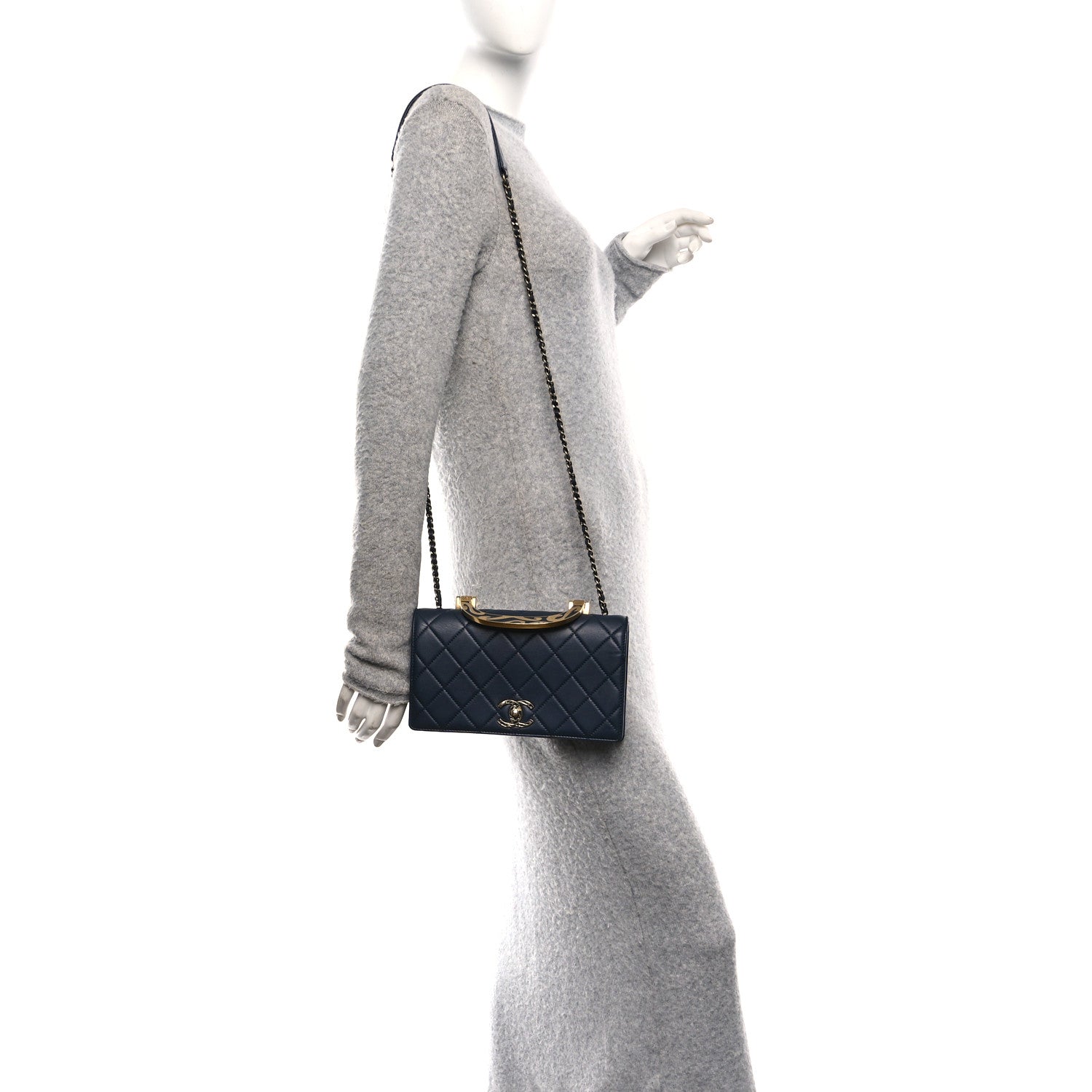 Chanel Lambskin Quilted Small Art Nouvelle Flap Bag Navy 2 of 10