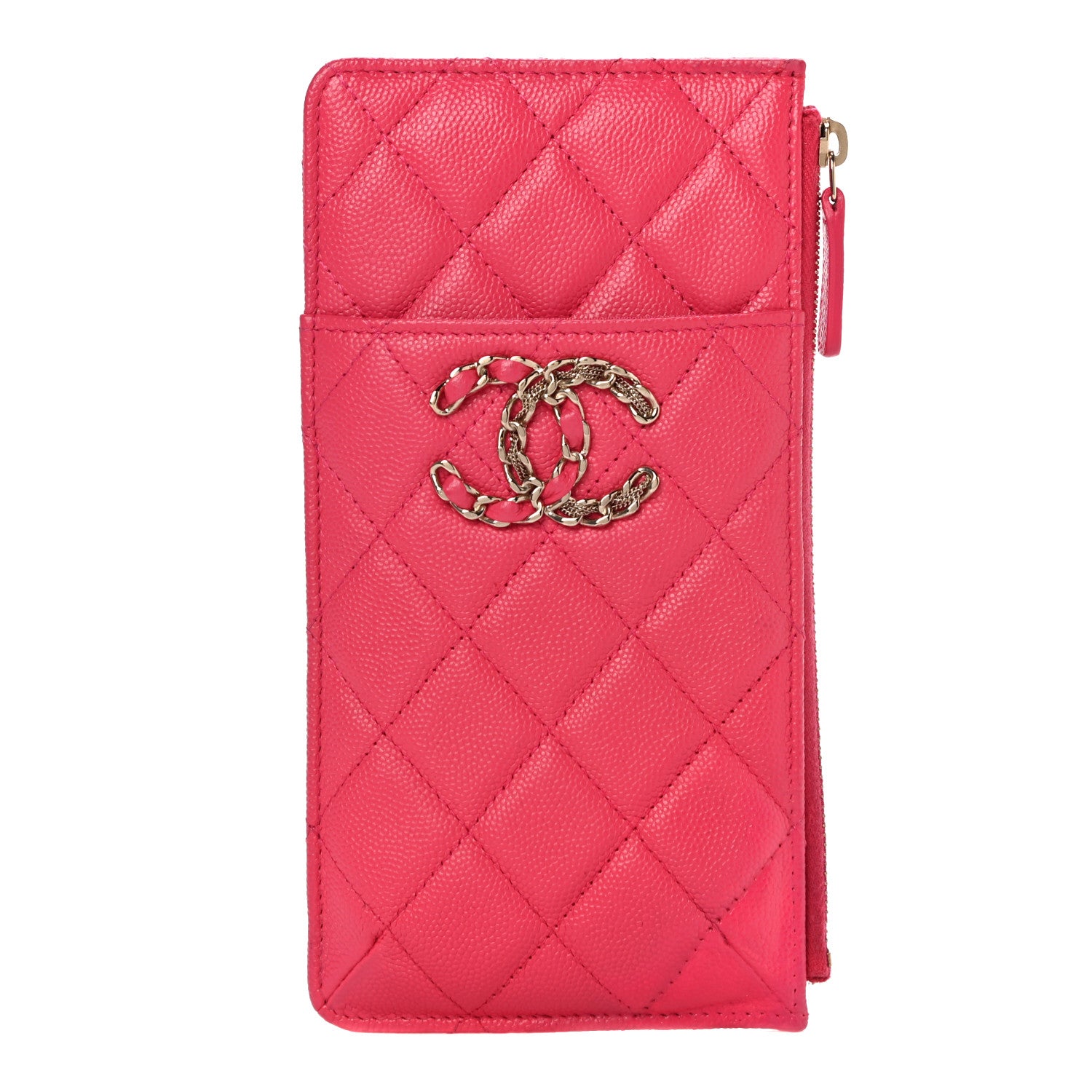 Chanel Caviar Quilted French New Wave Flat Wallet Pouch Pink 1 of 11