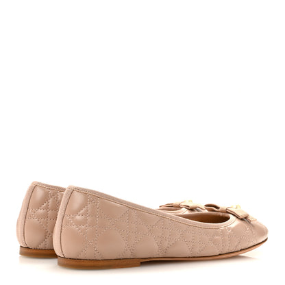 Christian Dior Calfskin Cannage Pearl Bow Ballet Flats 39 Nude 5 of 10