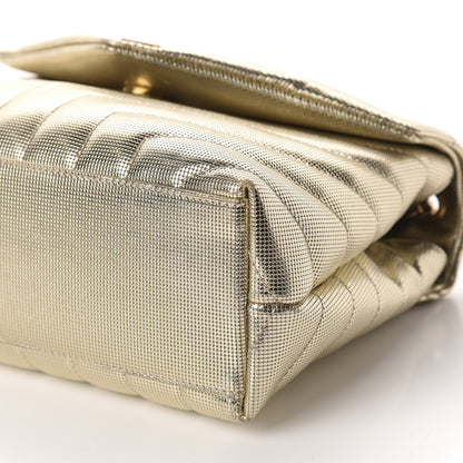 Saint Laurent Metallic Calfskin Y Quilted Small Loulou Monogram Chain Satchel Platino 7 of 10