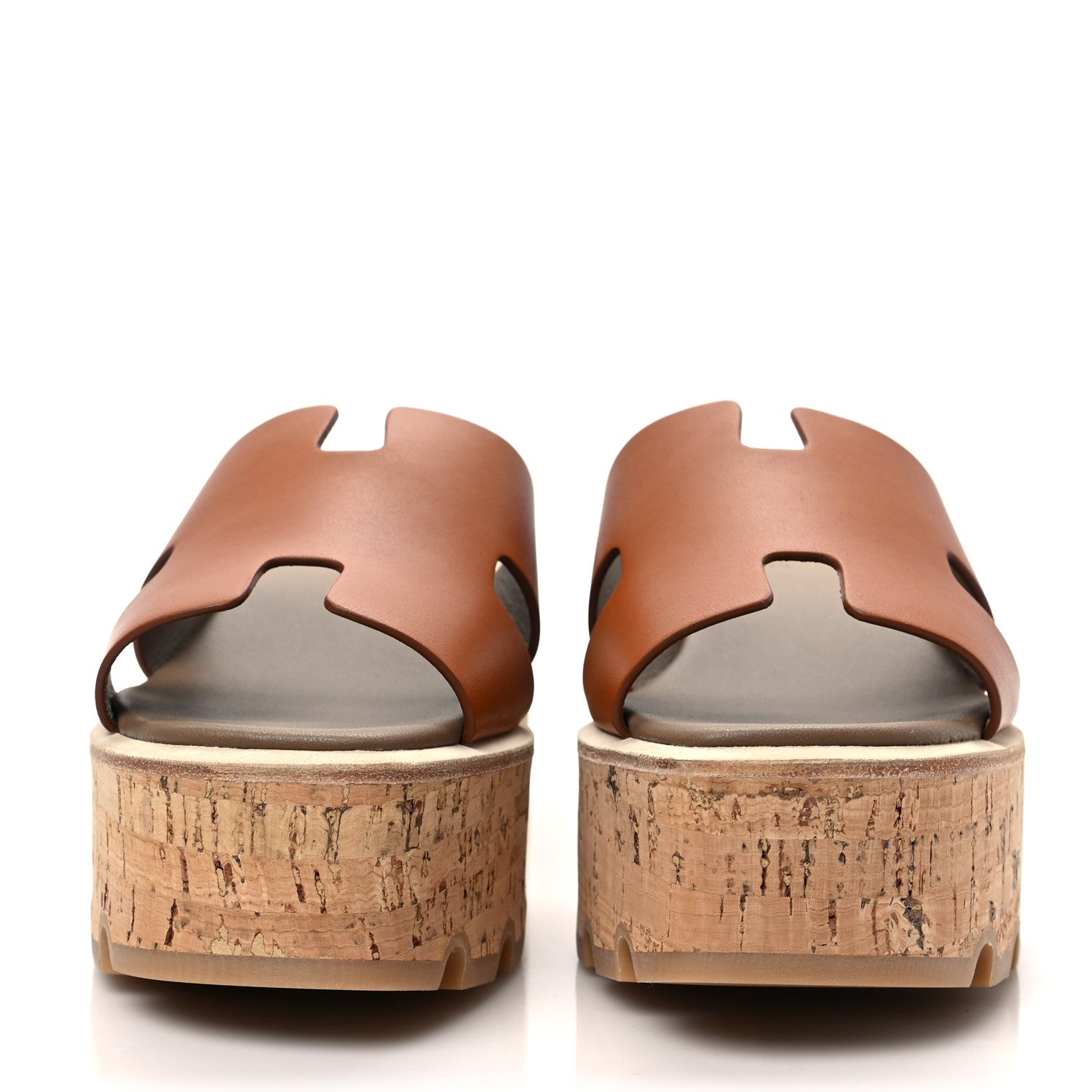 Hermes Calfskin Cork Eze 30 Sandals 36 Marron Glaise 2 of 8