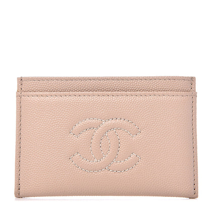 Chanel Caviar Timeless CC Card Holder Dark Beige 1 of 9