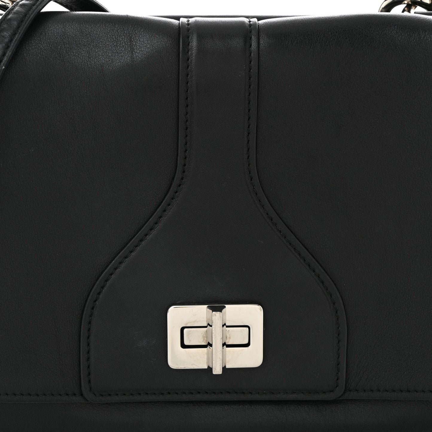 Vitello Soft Chain Flap Bag Black