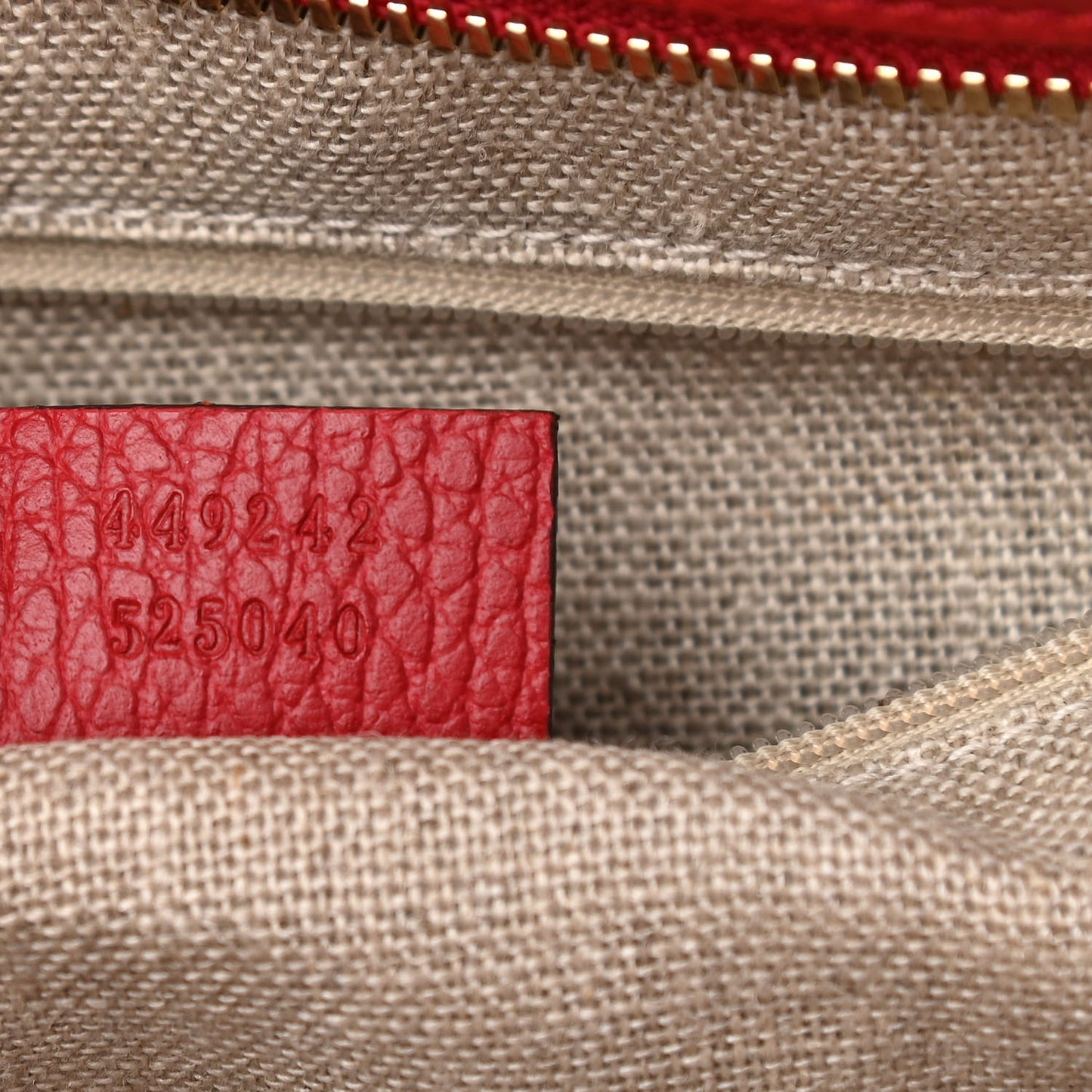 Monogram Bree Zippered Tote Beige Red