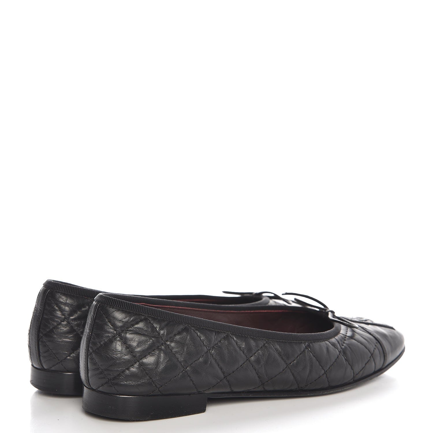 Chanel Aged Calfskin Quilted Cap Toe Ballerina Flats 37 Black 4 of 11