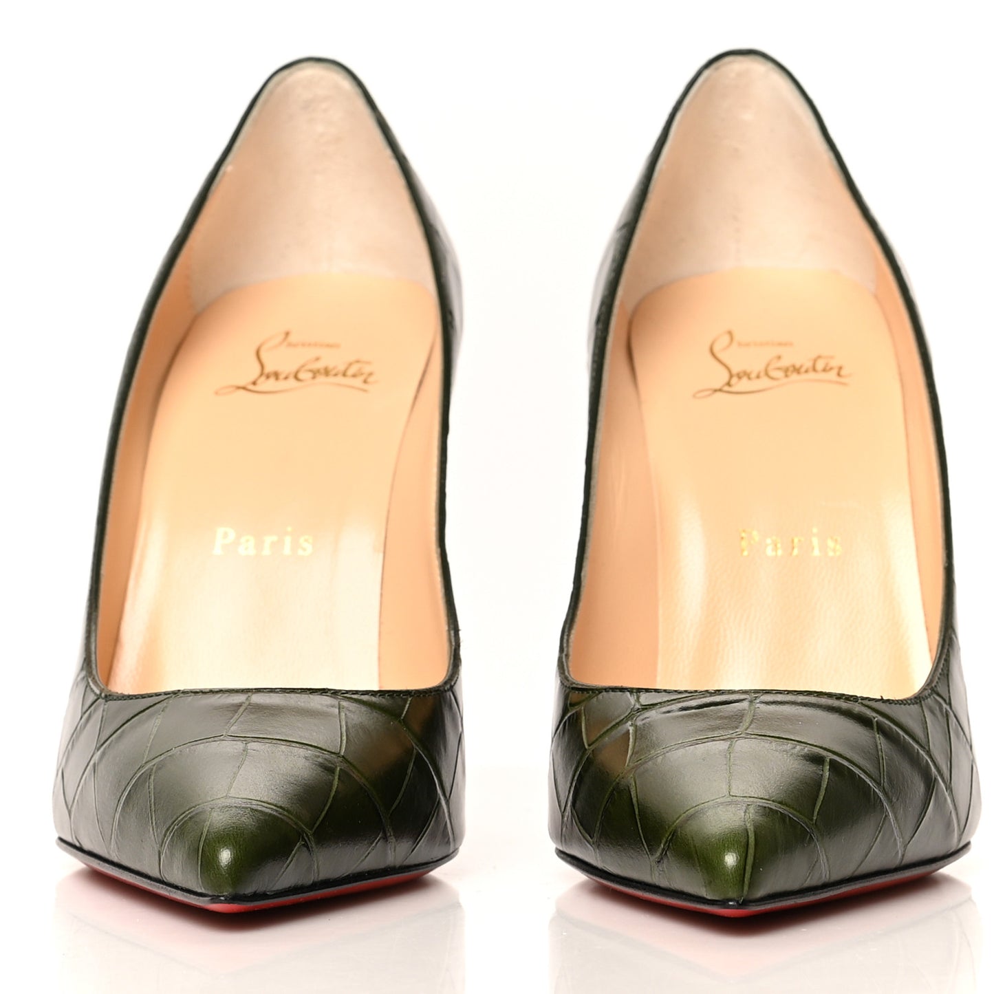 Calfskin Crocodile Embossed Kate 100 Pumps 36.5 Forest Night
