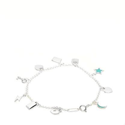 Tiffany Sterling Silver Enamel Love Notes Charm Bracelet Blue 2 of 5