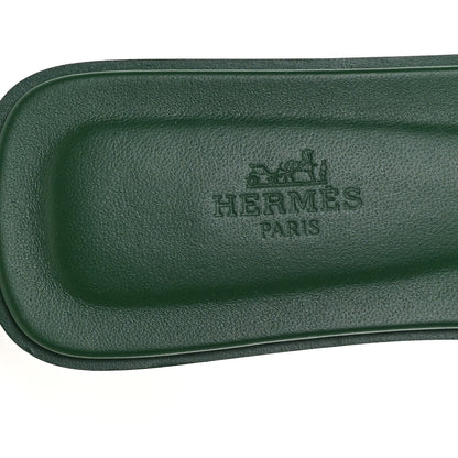 Hermes Calfskin Oran Sandals  38.5 Vert Electrique 8 of 10