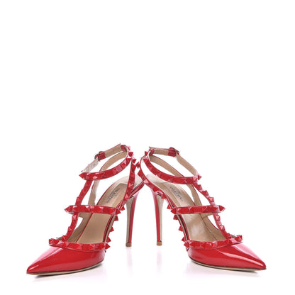 Valentino Garavani Patent Monochrome Rockstud Ankle Strap 100mm Pumps 36 Rosso Valentino 6 of 18