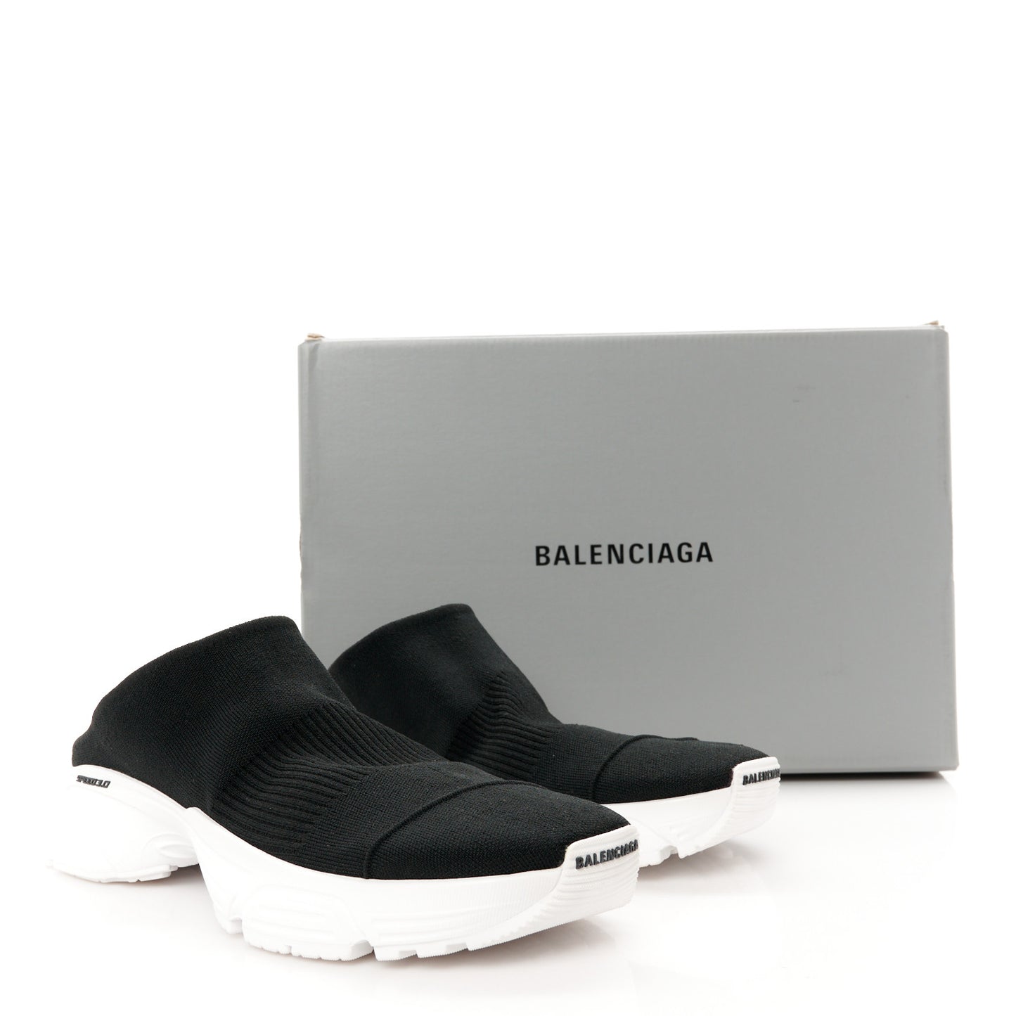 Neoprene Knit Womens Speed Sneakers Mules 39 Black White