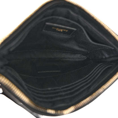 Saint Laurent Calfskin Matelasse Chevron Monogram A5 Wristlet Black 6 of 11
