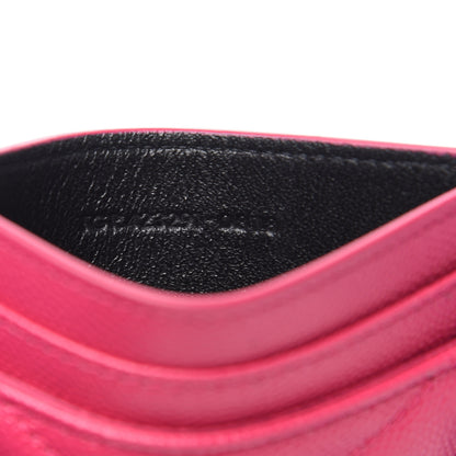 Saint Laurent Grain De Poudre Matelasse Chevron Monogram Credit Card Case Fresh Fuxia 6 of 7