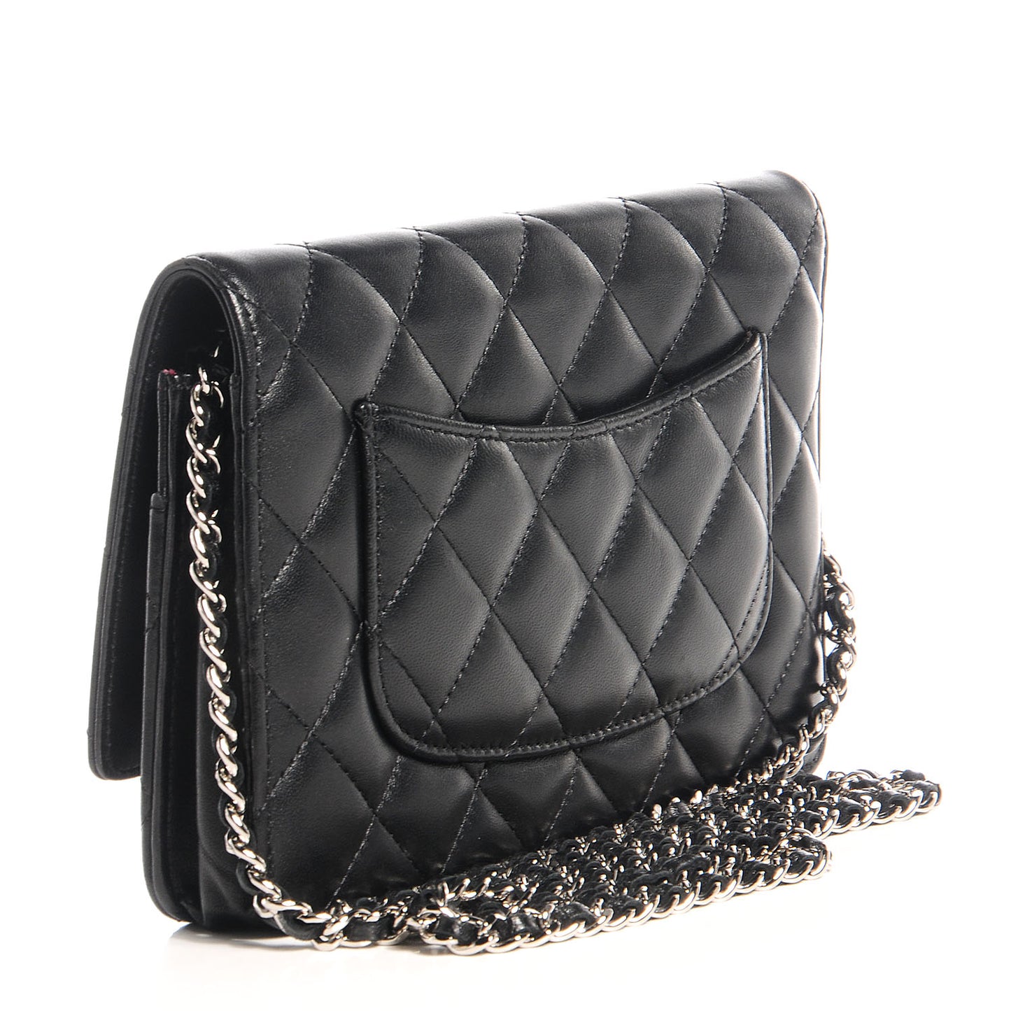 Lambskin Quilted Wallet On Chain WOC Black