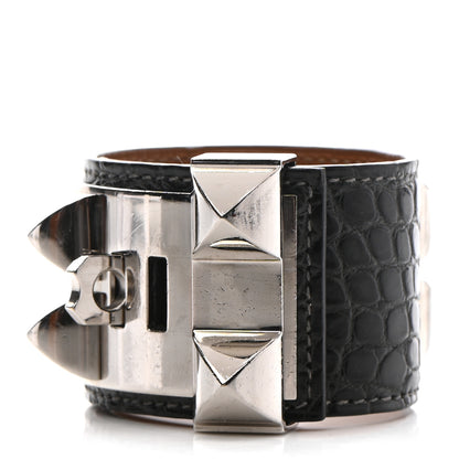 Hermes Shiny Alligator Collier de Chien CDC Bracelet S Graphite 3 of 10
