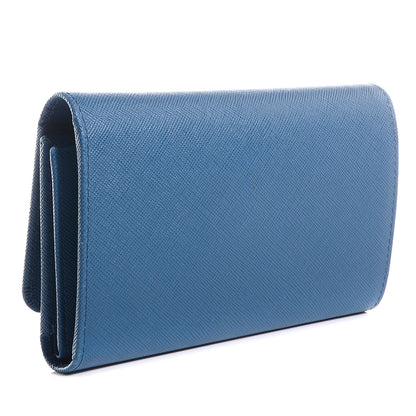Prada Saffiano Metal Flap Wallet Cobalto 3 of 9