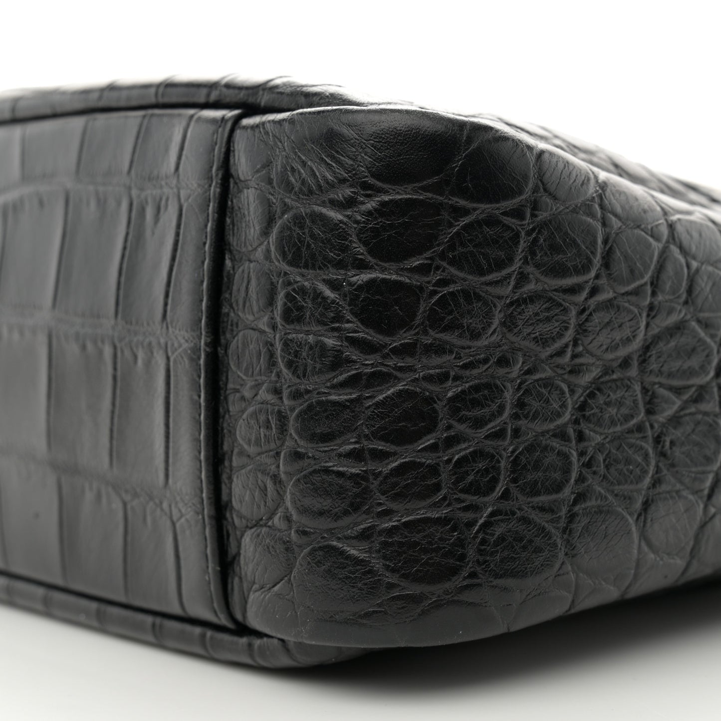 Calfskin Crocodile Embossed Camp Camera Bag Black