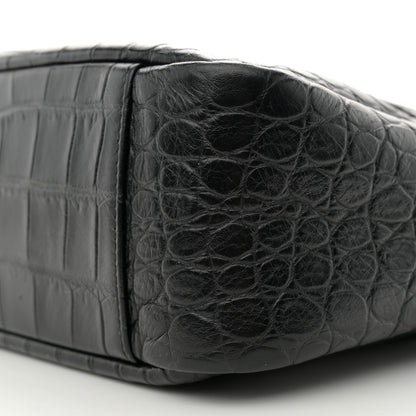 Saint Laurent Calfskin Crocodile Embossed Camp Camera Bag Black 10 of 11