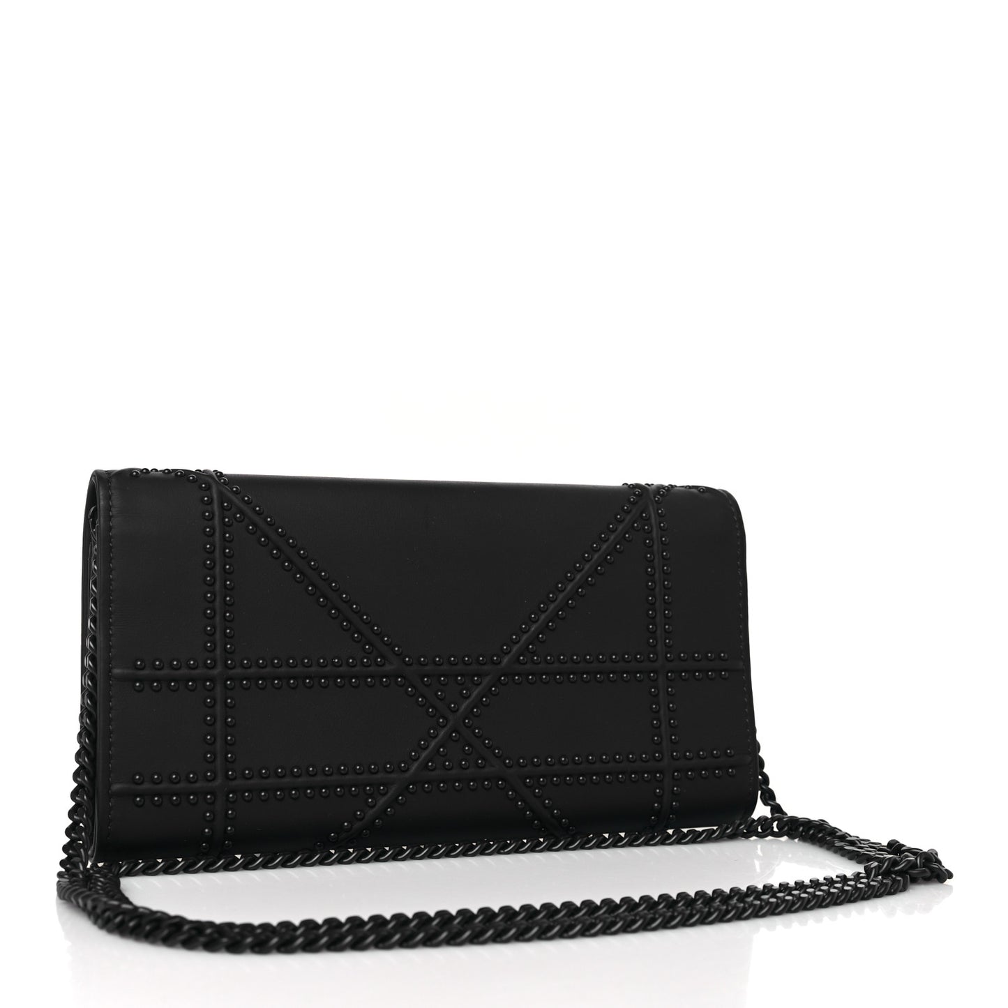 Matte Calfskin Studded Diorama Croisiere Chain Wallet Indigo
