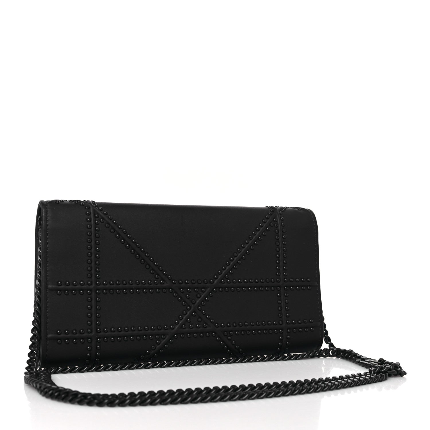 Christian Dior Matte Calfskin Studded Diorama Croisiere Chain Wallet Indigo 3 of 10