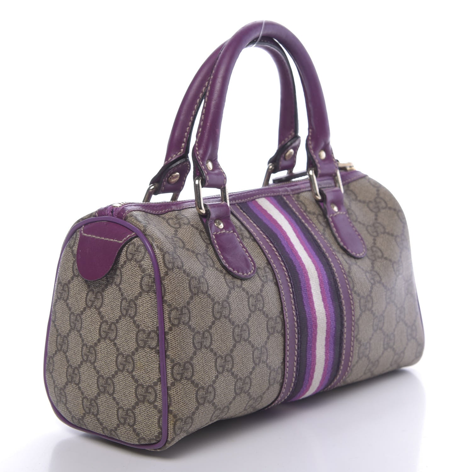 Gucci Monogram Vintage Web Small Boston Purple 3 of 14