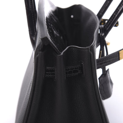Hermes Togo Shiny Niloticus Crocodile Birkin Touch 25 Black 11 of 38