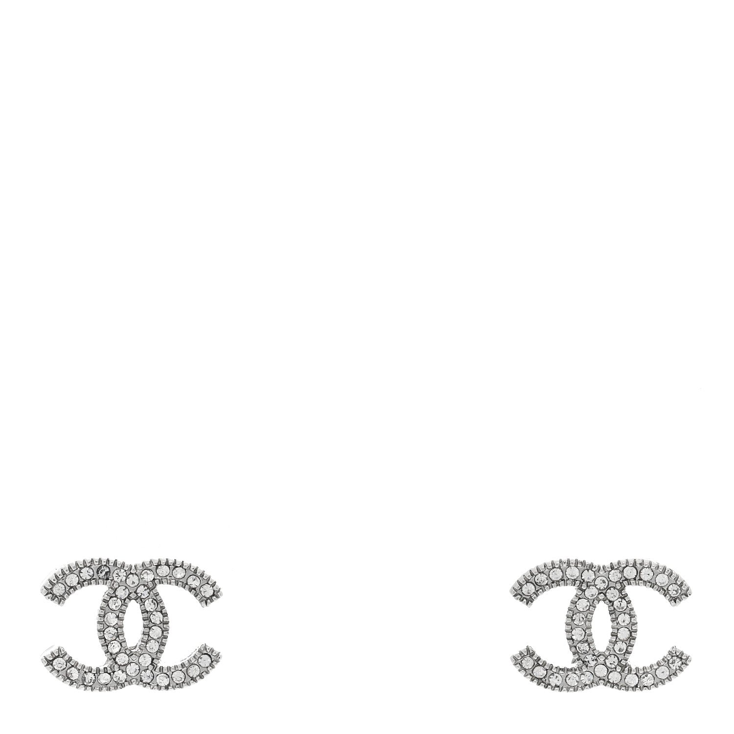 Chanel Crystal CC Earrings Silver 1 of 4