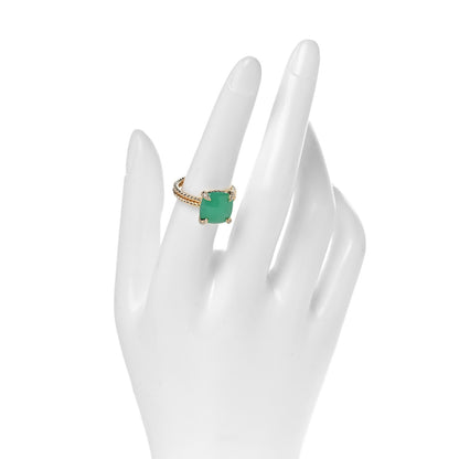 David Yurman 18K Yellow Gold Diamond Chrysoprase 11mm Chatelaine Ring 54 7 2 of 6