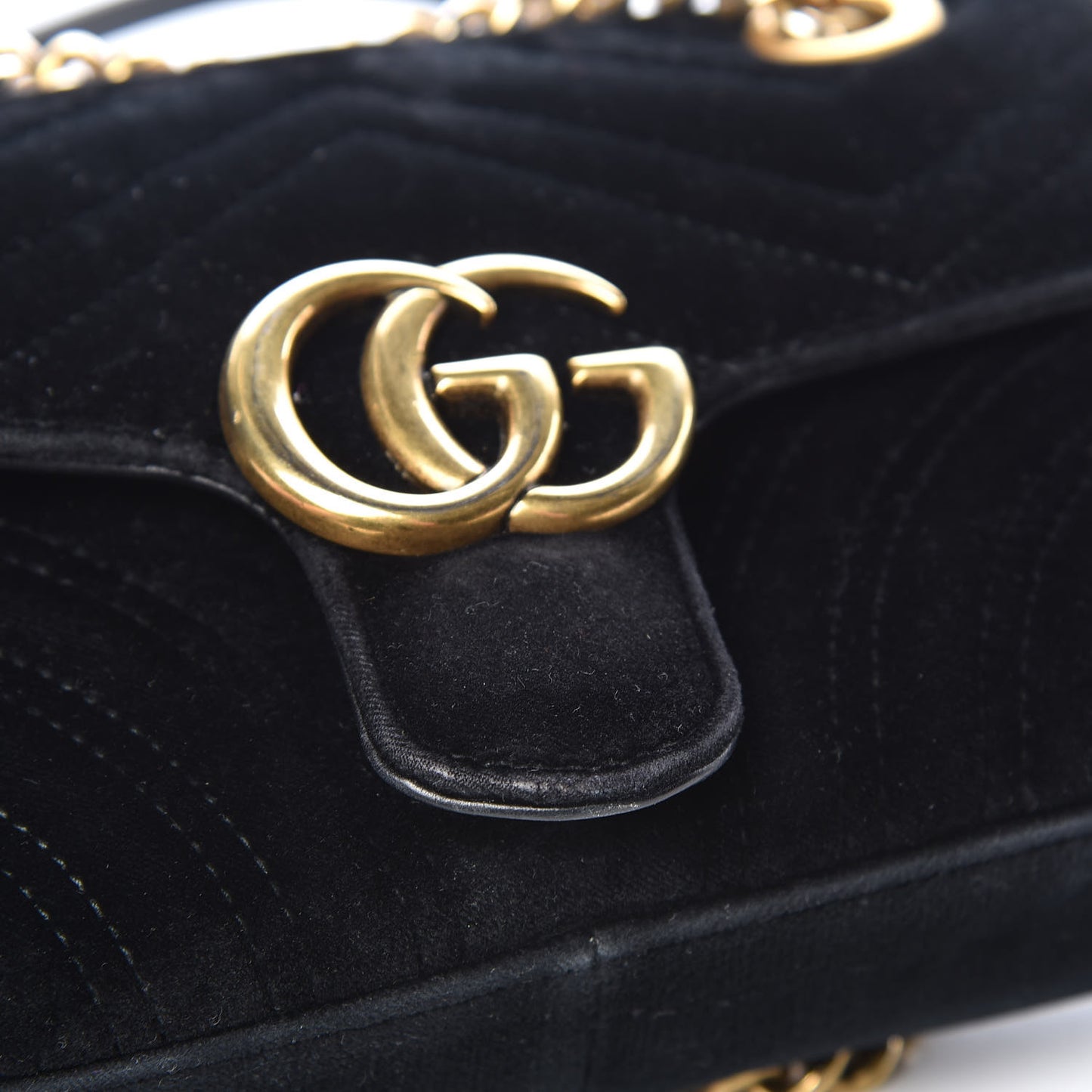 Velvet Matelasse Mini GG Marmont Shoulder Bag Black