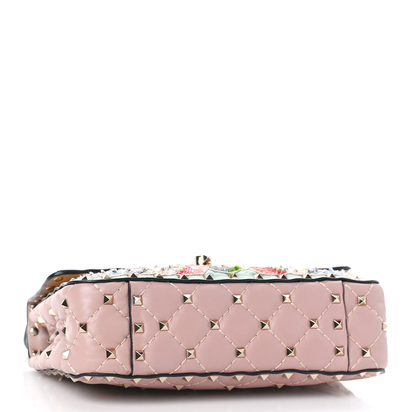 Nappa Sequin Flower Small Rockstud Spike Shoulder Bag Multicolor