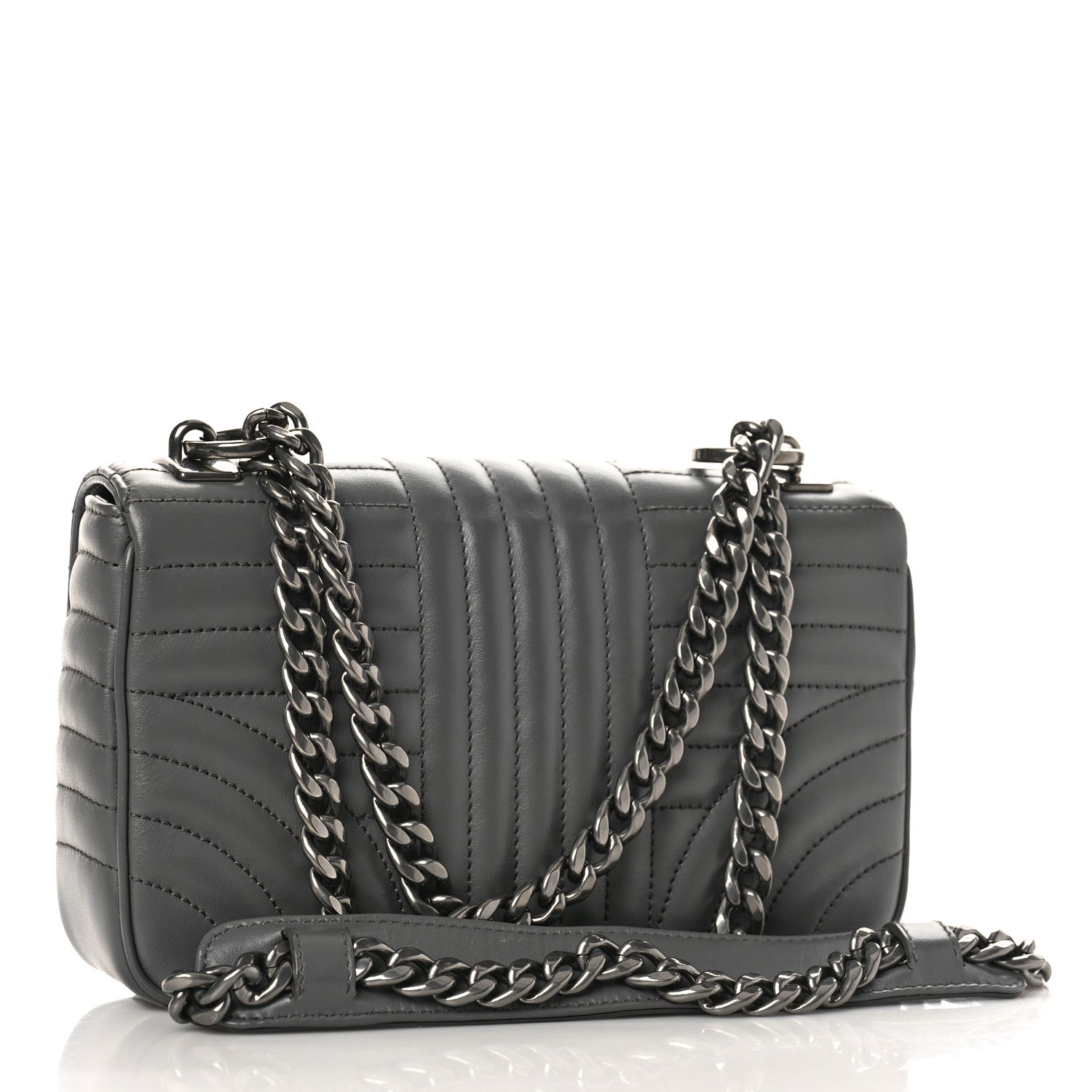 Prada Soft Calfskin Impunture Diagramme Small Chain Flap Shoulder Bag Marmo 3 of 8