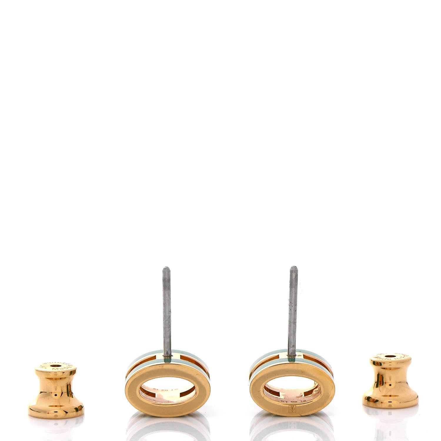 Hermes Gold Lacquered Mini Pop H Earrings Malachite 3 of 4