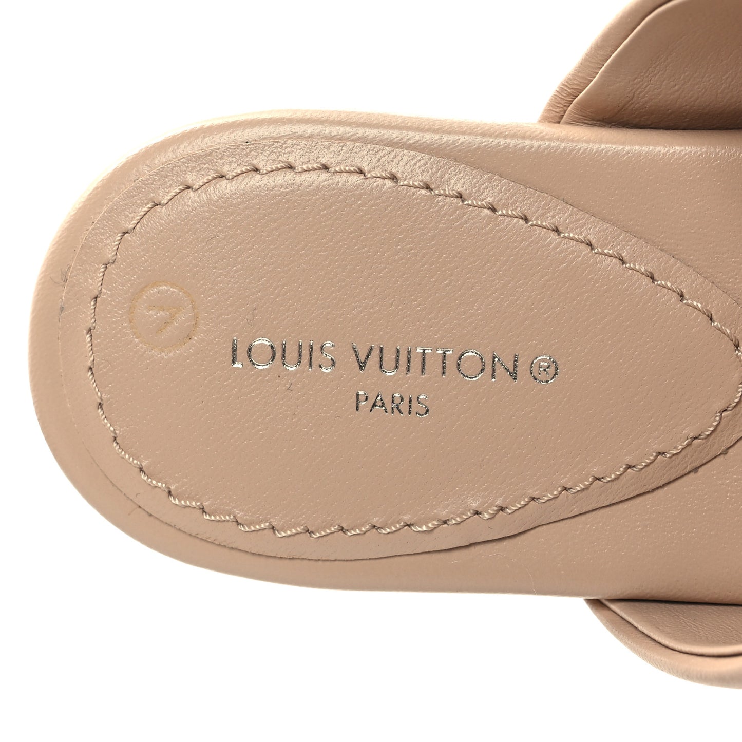Lambskin Embossed Monogram Drapy Flat Thong Sandal 36.5 Beige