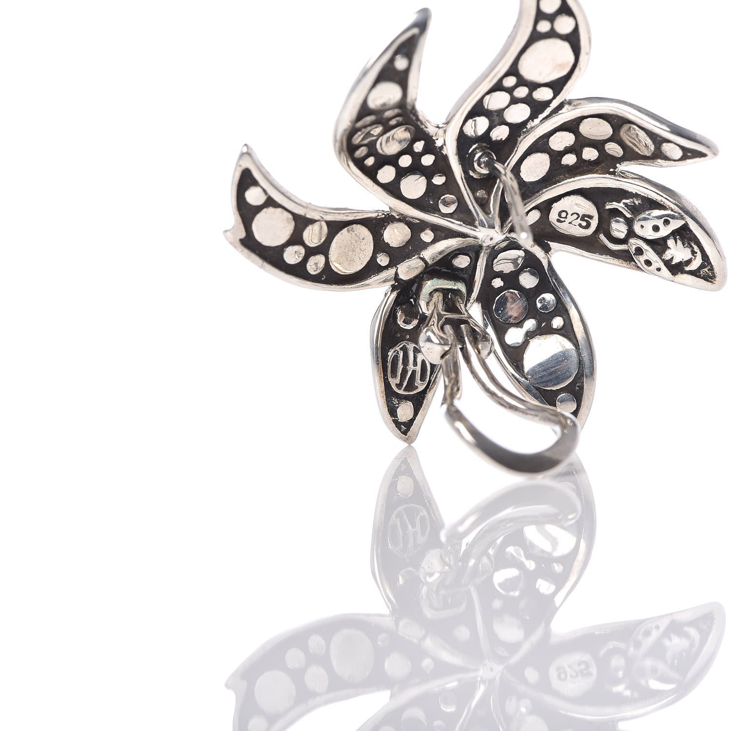 John Hardy Sterling Silver Ayu Dot Jasmine Flower French Clip Earrings 6 of 6