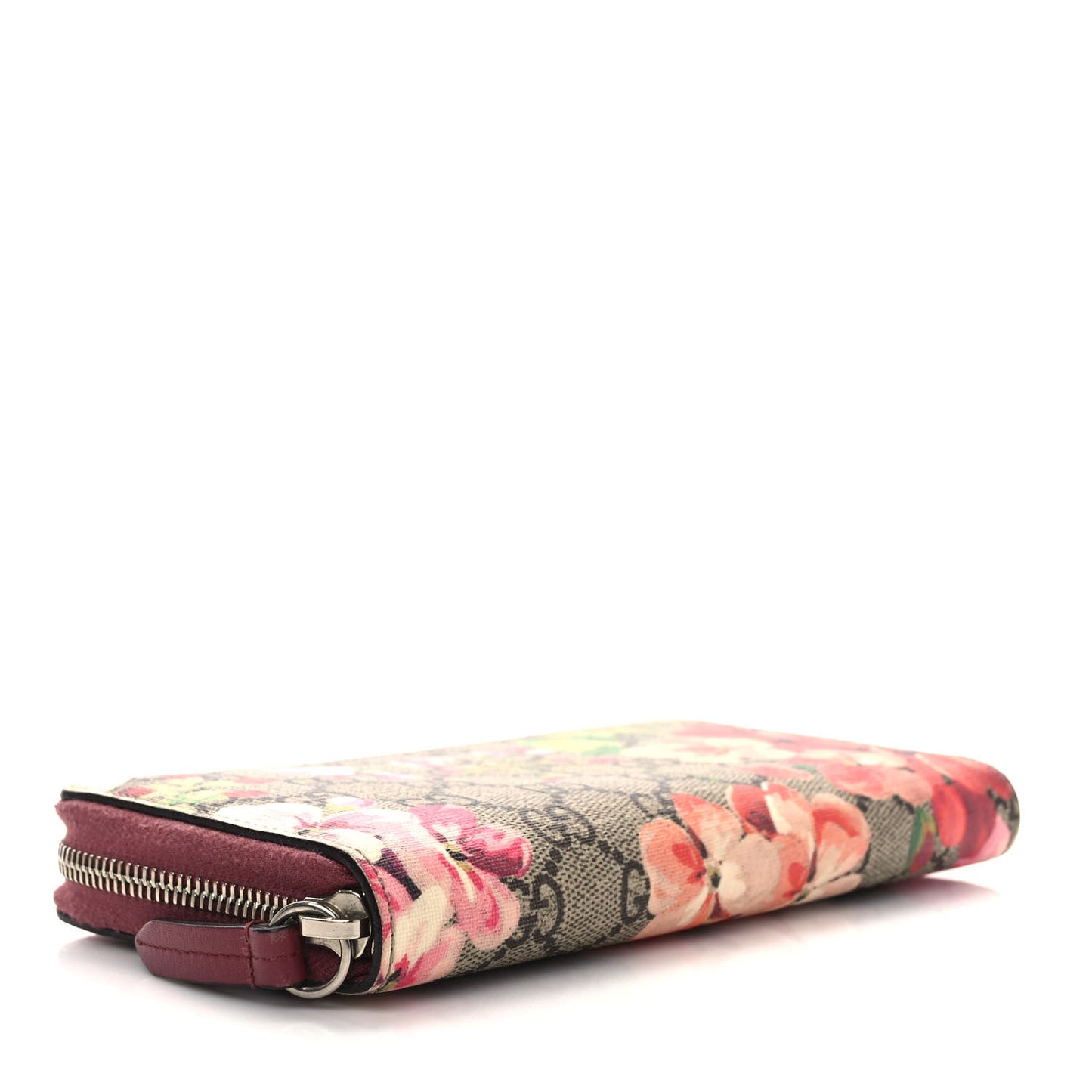 GG Supreme Monogram Blooms Zip Around Wallet Beige Multicolor Dry Rose