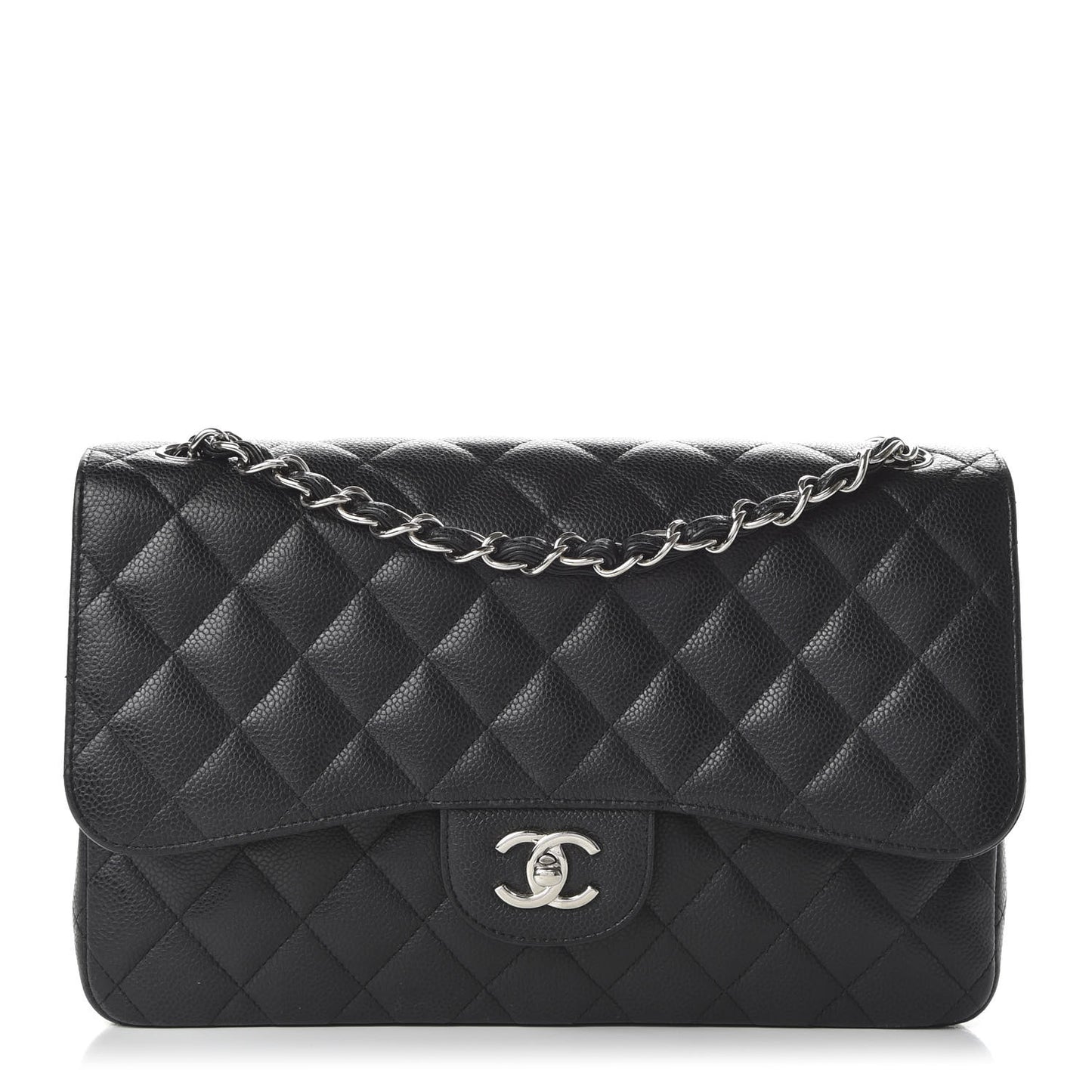 Caviar Quilted Jumbo Double Flap Black
