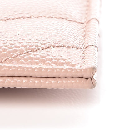 Saint Laurent Grain De Poudre Matelasse Chevron Monogram Credit Card Case Pale Pink 6 of 9