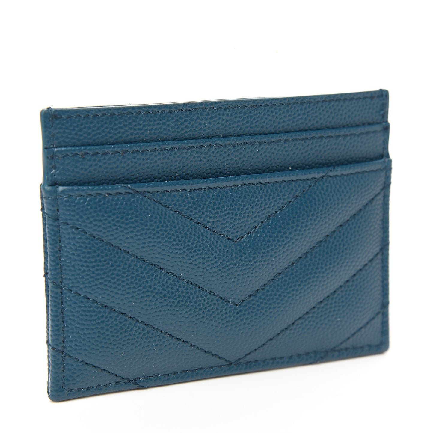 Grain De Poudre Matelasse Chevron Monogram Credit Card Case Peacock Green