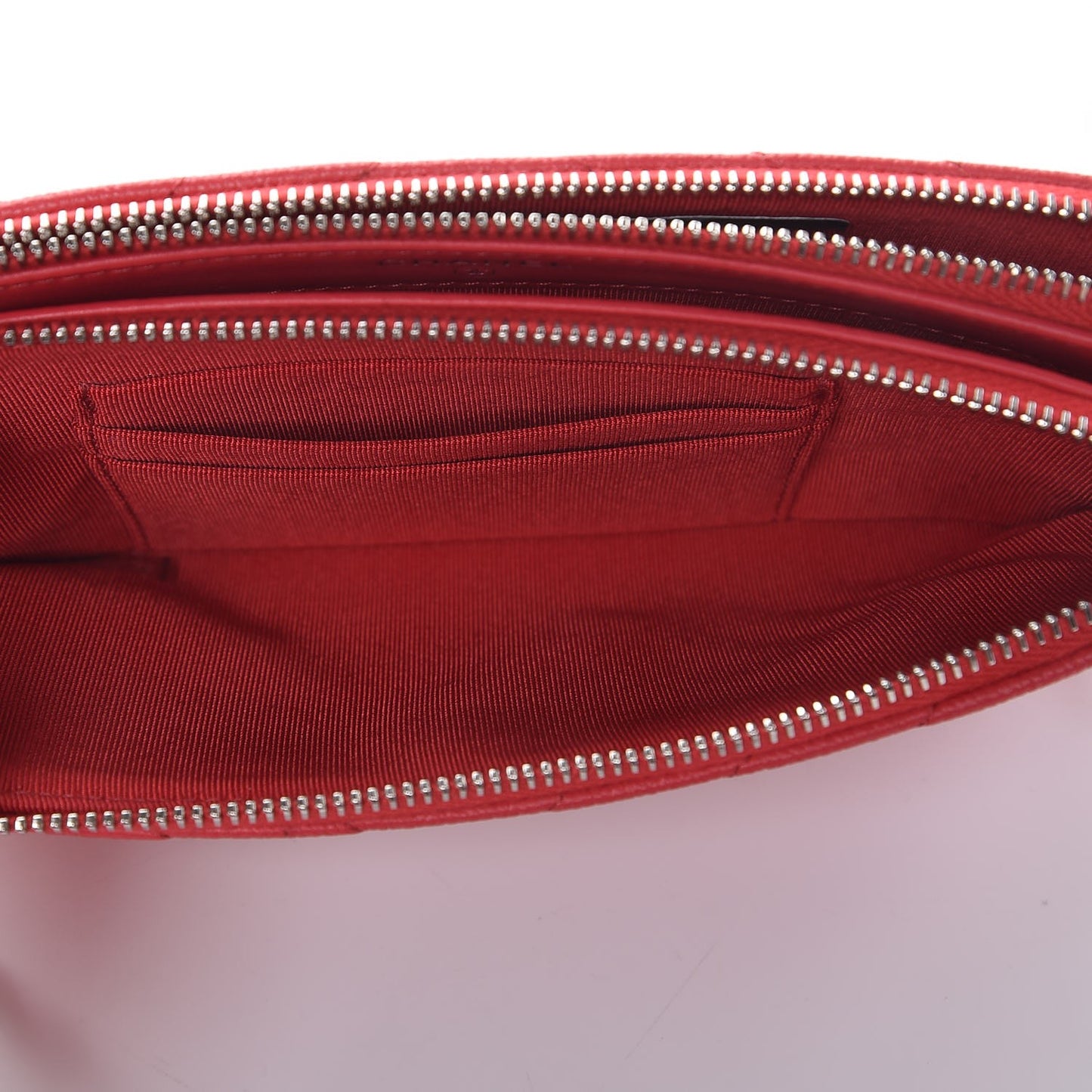 Caviar Chevron Quilted Small Clutch With Chain Light Red