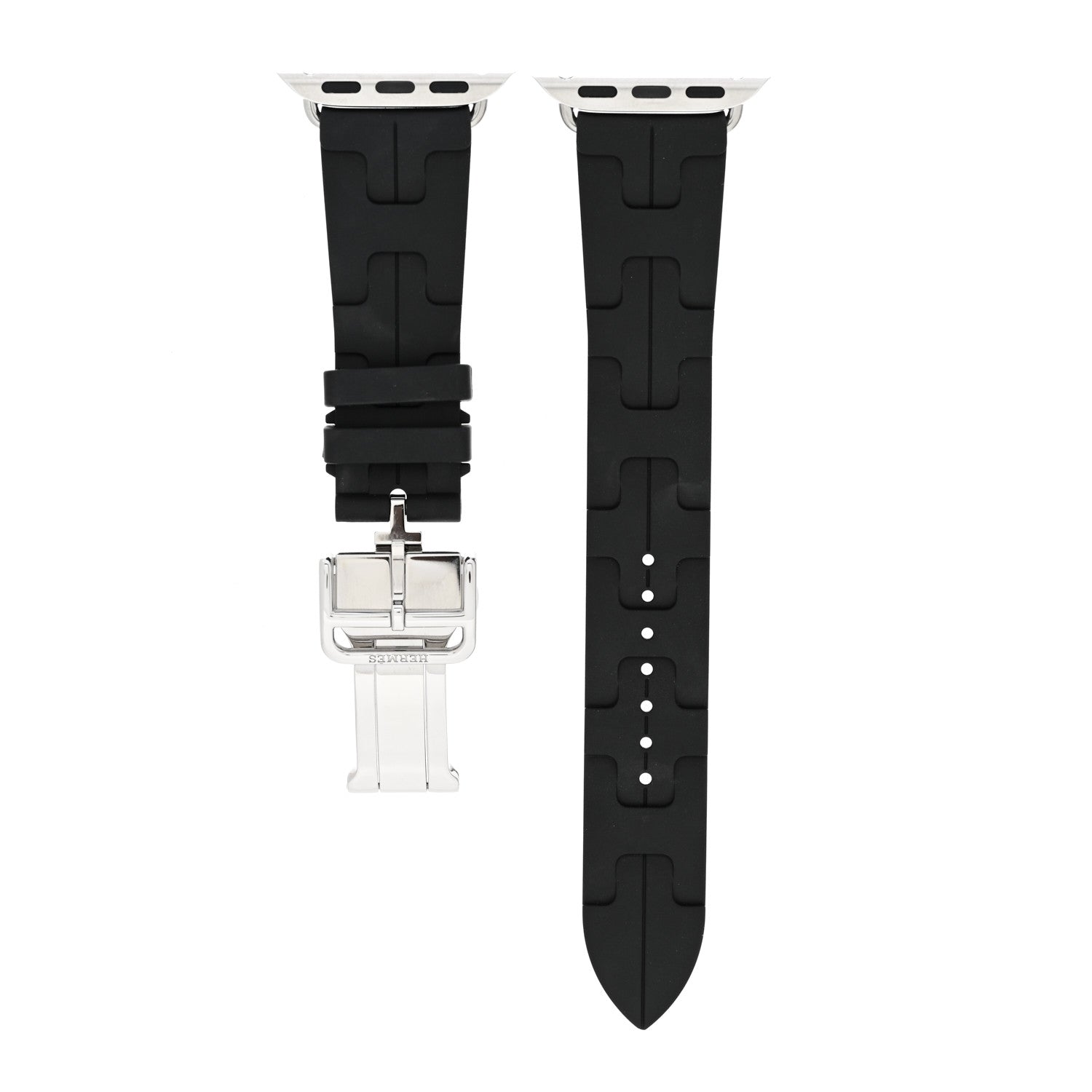 Hermes Rubber 41mm Deployment Buckle Kilim Apple Watch Single Tour Band Black 1 of 5