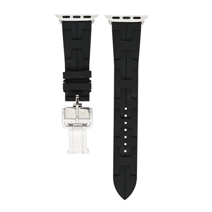 Hermes Rubber 41mm Deployment Buckle Kilim Apple Watch Single Tour Band Black 1 of 5