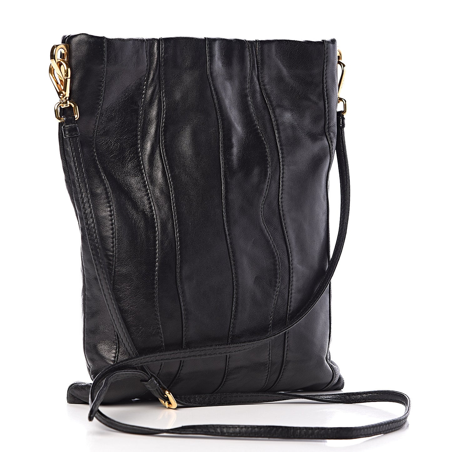 Nappa Stripes Crossbody Bag Black